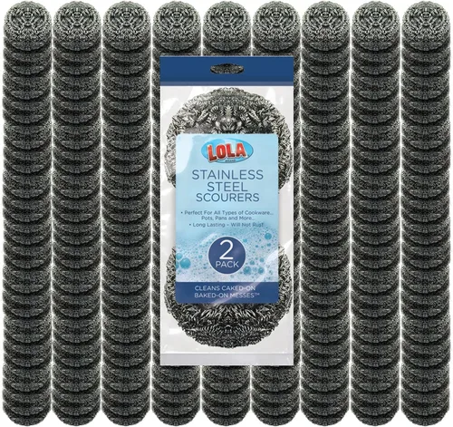 Vista 8 de LOLA - Estropajo de lana de acero inoxidable, tamaño jumbo, 1.23 oz, de LOLA, alambre plano rizado, limpia los desastres en utensilios de cocina, 1