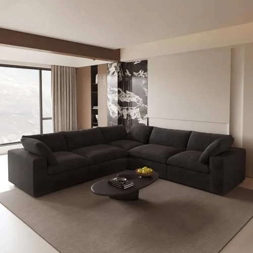 Vista 19 de Cloud - Sofá modular convertible de 80.3 pulgadas en forma de L para sala de estar con otomana de almacenamiento, sofás profundos minimalistas