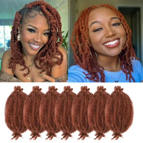 Vista 52 de Cabello para Trenzas Marley Twist de 10 pulgadas Negro 3 Paquetes Cabello Afro Twist Elástico Preseparado para Locs Suaves Cabello Spring Twist