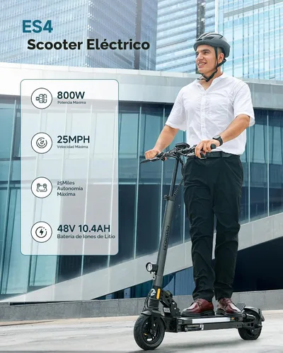 Vista 2 de ECOROAD Scooter eléctrico para adultos, hasta 25 MPH Negro - Anaranjado