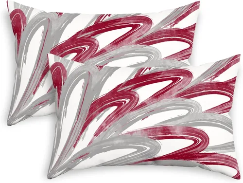Vista 15 de CaliTime Juego de 2 fundas de almohada decorativas de vellón de dos tonos con plumas abstractas para sofá, cama, decoración de casa rural, 16 x 16