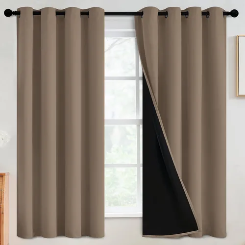Vista 165 de SimpleHome - Cortinas opacas 100% para recámara, cortinas de ventana con ojales beige, con aislamiento térmico, cortinas de oscurecimiento