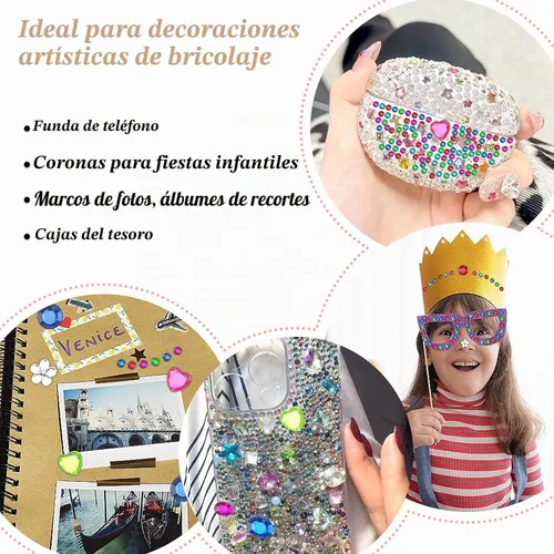 Vista 6 de 1782 calcomanías de gemas, gemas autoadhesivas para manualidades, diamantes de imitación brillantes, calcomanías de joyas de formas surtidas