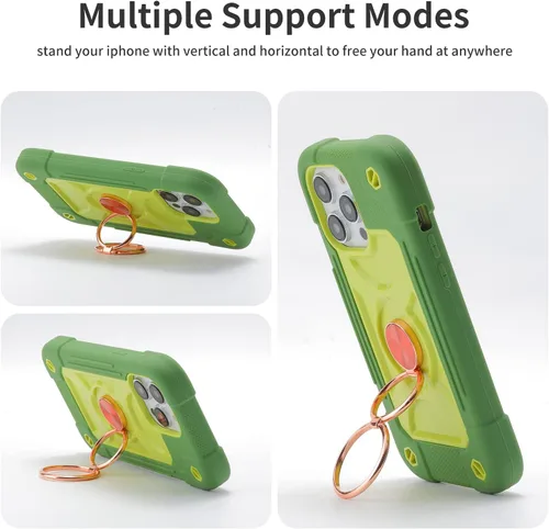 Vista 6 de MARKILL Funda compatible con iPhone 14 Pro de 6.1 pulgadas con soporte de anillo integrado, protección contra caídas de grado militar, carcasa
