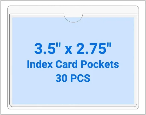 Vista 52 de 30 PCS Clear Self Adhesive Plastic Label Pockets, Top Loading Business & Library Index Card Holders, Peel and Stick Sleeves for Storage Bins, Totes