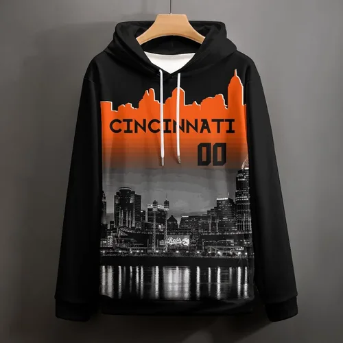 Vista 13 de Custom Football Hoodies City Night Skyline Personalized Sweatshirt Name Number Fan Gift Pullover for Men Women Youth