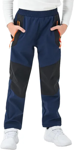 Vista 3 de MoFiz Pantalones de esquí de nieve impermeables para niños, pantalones de snowboard de forro polar cálido para niñas, cintura elástica, pantalones