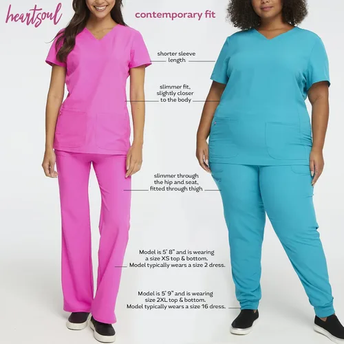 Vista 3 de HeartSoul Break On Through - Ropa quirúrgica para mujer, pantalón de tiro bajo HS030