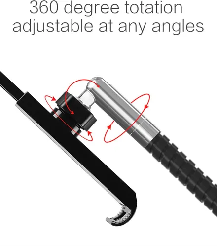 Vista 6 de Soporte de piso para tableta con cuello de cisne flexible y base de aluminio estable adecuado para teléfono inteligente y tableta de 3.5 a 10.6 Negro