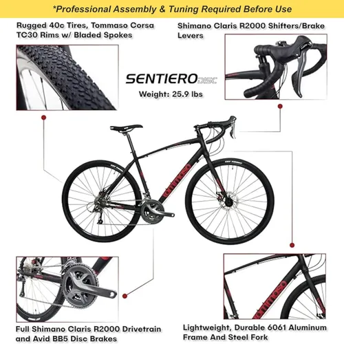Vista 2 de Tommaso Sentiero Sport Performance Aluminum Gravel Bike Shimano Claris 24 Speeds Road Bicycle Men Road Bikes for Men