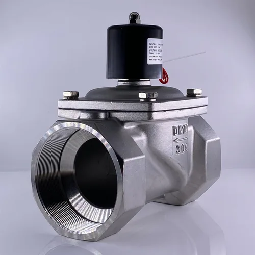 Vista 4 de DN100 4in 304 Stainless Steel Normally Closed Solenoid Valve AC220V DC24V Two-position Two-way Water Valve 1Pcs(24VDC_NBR 80 CELSIUS)