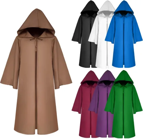 Vista 2 de SQCS Capa de terciopelo con capucha de longitud completa, bata larga con capucha, para Halloween, cosplay, disfraz de bruja, capas de vampiro