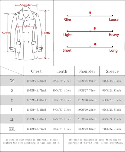 Vista 6 de FASHINTY Men's Classical France Style Warm Wool Coat #1W1F153160123