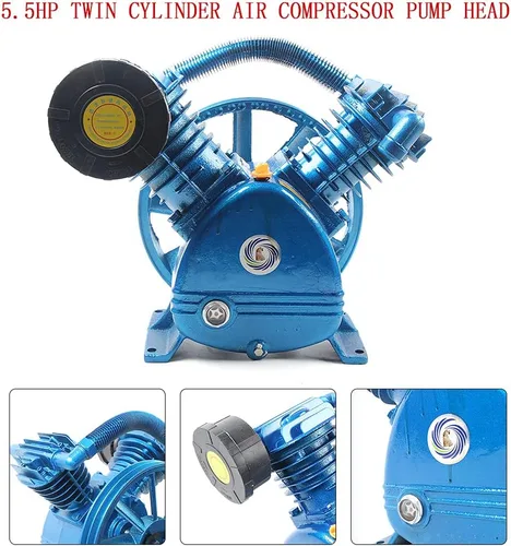 Vista 3 de Cabezal de bomba de compresor de aire, 5.5HP 21CFM 175PSI V-tipo 2-Cilindro Bomba Compresor de Aire Cabeza Doble Etapa 4KW