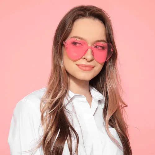 Vista 5 de Frienda 6 lentes de sol con forma de corazón rosa para fiestas y cosplay