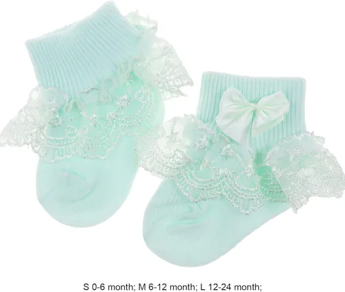 Vista 5 de BQUBO - Calcetines para bebés y niñas calcetines de encaje con volantes calcetines para recién nacidoniños pequeños calcetines con ojales calcetines
