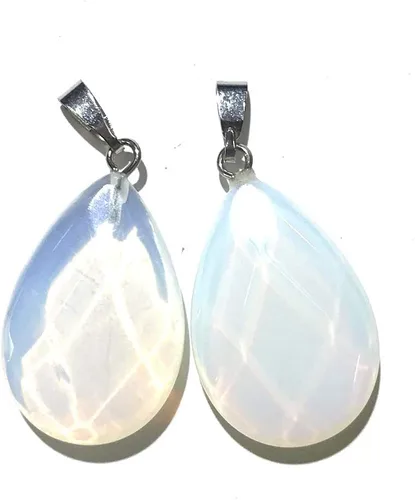 Vista 7 de LE SKY 12 colgantes de piedra natural en forma de gota de agua con forma de ágata de cristal facetado, piedra de Reiki para hacer joyas y collares