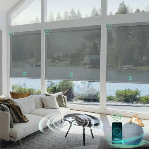 Vista 30 de Yoolax Persianas Inteligentes, Persianas Enrollables Motorizadas Matter Opacas Blackout Automáticas para Ventanas, Persianas Motorizadas Compatibles