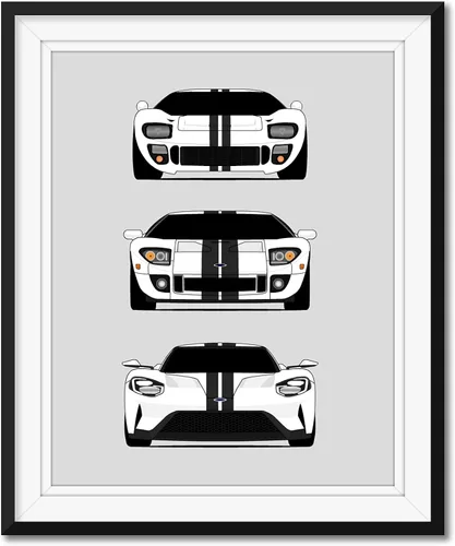 Vista 13 de Custom Car Posters Póster hecho a mano compatible con Ford GT Generation e impresión de Ford GT40, rojo, blanco y azul, 8 x 10 pulgadas, impresión