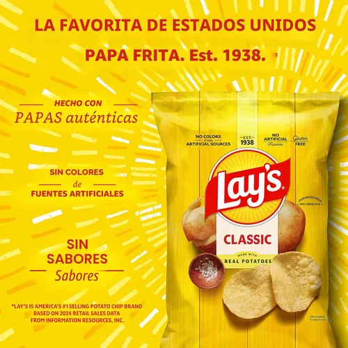 Vista 5 de Lay's Papas Fritas Clásicas, Papas Fritas Sin Gluten, Tamaño de Fiesta, Bolsa de 13 oz