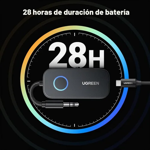 Vista 3 de UGREEN Transmisor Bluetooth 5.2 para Avión Adaptador para Airpods o Auriculares Parejas Duales, Transmisor/Receptor Inalámbrico Bluetooth de 3.5mm