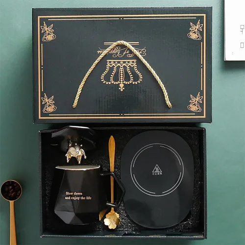 Vista 7 de Calentador de café para escritorio, con juego de tazas. Calentador de tazas, calentador de té, calentador eléctrico de bebidas, calentador