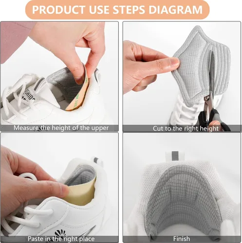Vista 3 de 4 pares de protectores de zapatos, inserciones de cojín de talón trasero, zapatos sueltos demasiado grandes, protectores adhesivos reutilizables que