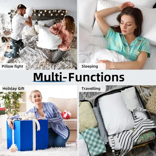 Vista 6 de YSTHER Juego de 2 almohadas de plumas de plumón de 14 x 22 pulgadas, almohadas lumbares firmes y grandes para cama, almohadas decorativas suaves