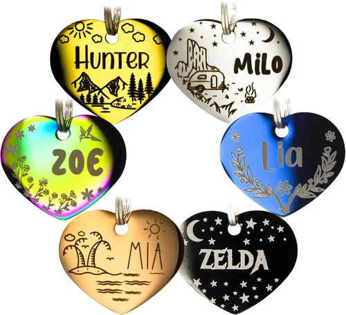 Vista 8 de Placa de identificación personalizada para perro con 5 líneas con grabado personalizado y profundo de acero inoxidable duradero, tamaño pequeño