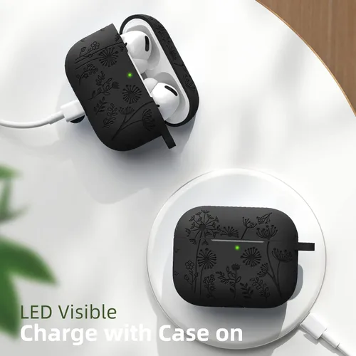 Vista 8 de Lerobo - Funda para AirPods Pro 2, funda de silicona suave con llavero para mujer