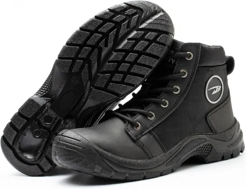 Vista 5 de NBUUNBU Botas de trabajo con punta de acero para hombres, zapatos de trabajo de seguridad, antideslizantes, resistentes a la abrasión