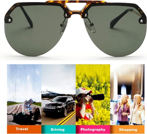 Vista 3 de KYMISINKY Gafas de sol de aviador sin montura de gran tamaño para mujeres hombres medio gafas marco UV400 protección parasol sombra KY7000S