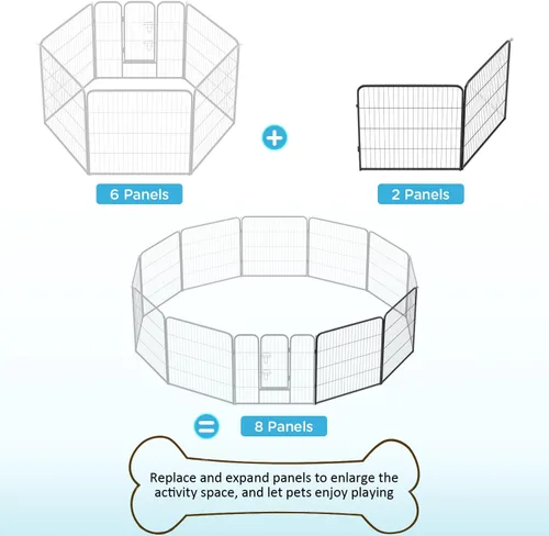Vista 3 de BestPet Extensión de corral para perros 32 pulgadas, 2 paneles Corral resistente para mascotas con ejercicio de metal Paneles de cerca