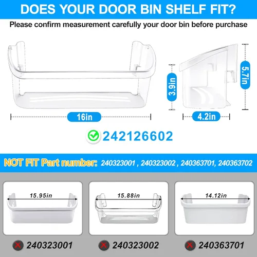Vista 2 de [2 PAQUETES] Estante de repuesto para puerta de refrigerador 242126602 actualizado para Frigidaire - Reemplazo de estante de puerta de refrigerador