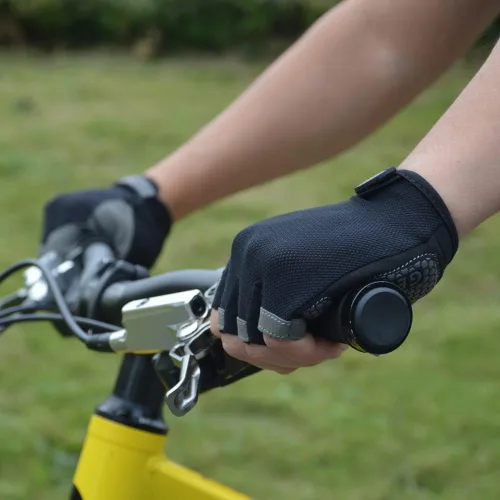 Vista 5 de HuwaiH Guantes de ciclismo para hombresmujeres, antideslizantes, amortiguadores, guantes de ciclismo con almohadilla de gel de medio dedo, guantes