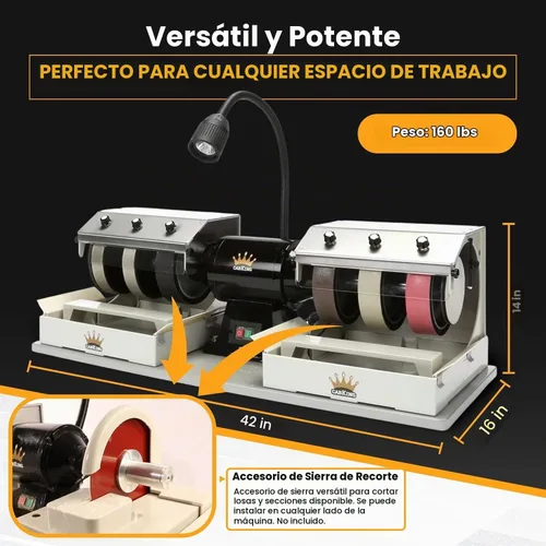 Vista 8 de Máquina de cabujón CabKing Equipo Lapidario – Máquina de pulido de joyas de 8" para molienda de gemas y pulido de piedras, incluye ruedas