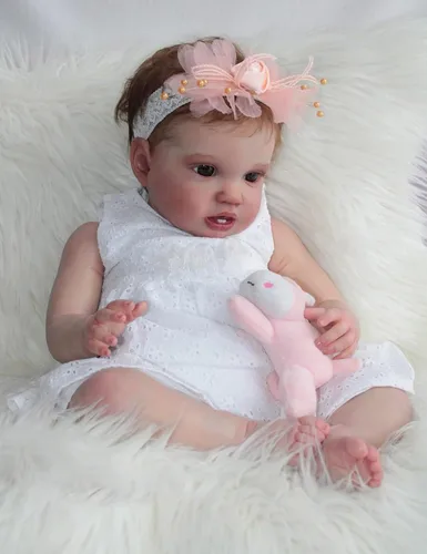 Vista 2 de Anano Muñecas Reborn de bebé niña de 24 pulgadas 24.4 in Reborn bebé realista muñeca bebé niño bebé recién nacido muñeca recién nacido bebé recién