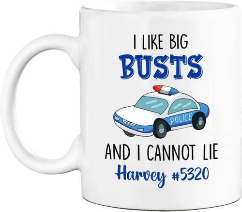 Vista 19 de Taza de café personalizada de policía de regalo para amigo compañero de trabajo, I Never Dreamed I'd Grow Up To Be A Cop Taza de café de cerámica