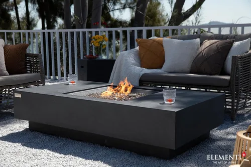 Vista 5 de Elementi+ Mesa de Fuego de Gas Colorado de Hormigón Fundido de 56" Rectangular, Hoguera al Aire Libre con Ignición Electrónica Incluye Cubierta