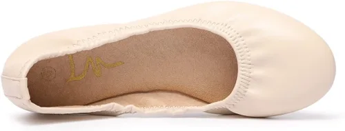 Vista 3 de LM Zapatos planos de ballet para mujer, zapatos planos de punta redonda, zapatos de vestir informales, plegables, portátiles, para viajar