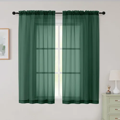 Vista 279 de 2 paneles de cortinas traslúcidas blancas para dormitorio, sala de estar, 96 pulgadas de largo, modernas, suaves, ligeras, con bolsillo para barra