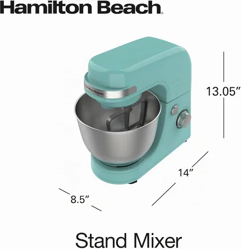 Vista 9 de Hamilton Beach Batidora eléctrica de pie, 4 cuartos, gancho para masa, accesorios de batidor plano, protector contra salpicaduras, 7 velocidades
