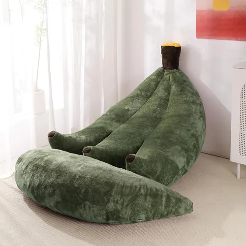 Vista 19 de Sofá de frijoles con otomana IEVENW en forma de banana, sofá de piso con reposapiés, cómodo sofá cama convertible para adultos, sofá de felpa