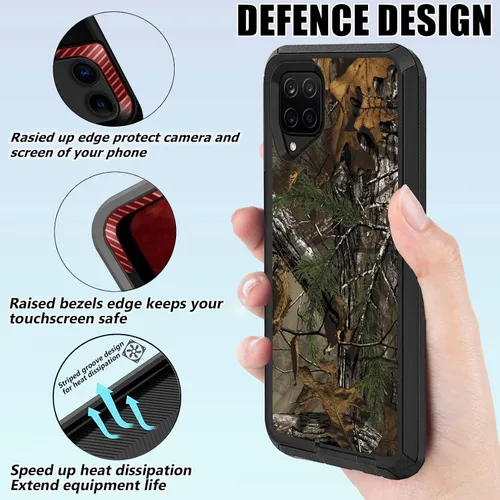 Vista 3 de Funda compatible con Samsung Galaxy A12 – Camo resistente a prueba de golpes con protector de lente de cámara [protección de grado militar]