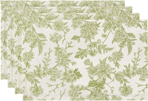 Vista 21 de QIYI Juego de 6 manteles individuales bohemios de 12 x 18 pulgadas, manteles individuales florales de tela de lino para cocina y comedor, manteles