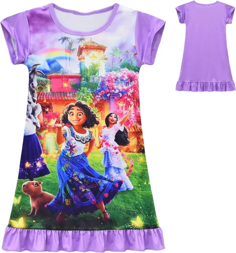 Vista 6 de Toddler Girls Gown Little Princess Girls Dresses Isabela Short Ruffles Sleeve Girls Clothes Round Neck Night Costume Dress