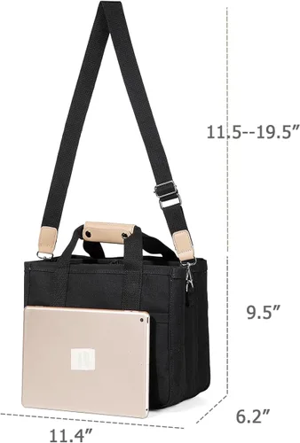 Vista 5 de YIKOEE Bolso tote con bolsillos para mujer bolso cruzado de lona - múltiples compartimentos