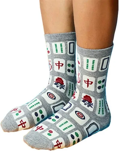 Vista 6 de Creative Mah Jong Print Novedosos Calcetines de algodón para hombres y mujeres
