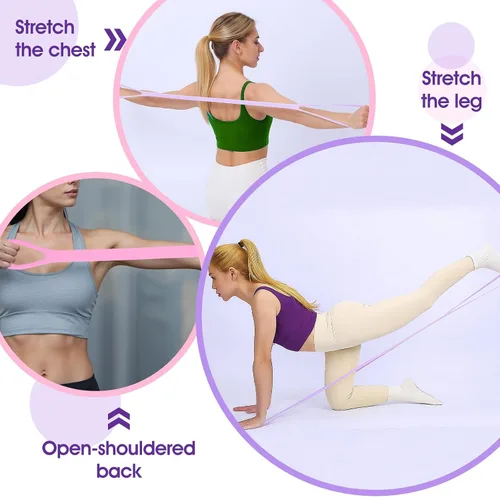Vista 3 de 3 bandas de resistencia, figura 8 bandas de resistencia con asas, banda elástica de ejercicio para yoga, pilates, brazo, espalda, hombro