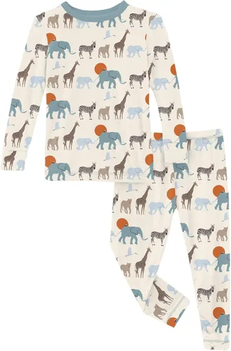 Vista 161 de KicKee Pants Conjunto de pijama de manga larga con estampado de piezas